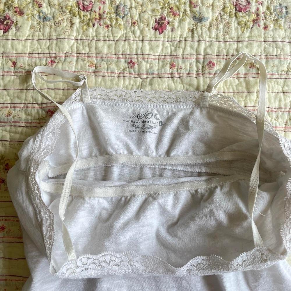 Y2k White cotton lace trim cami - Picture 3 of 5